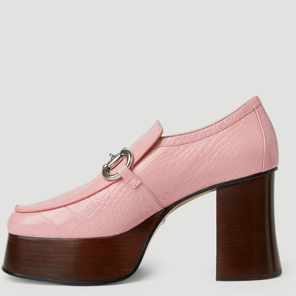 GUCCI NIB NWT Women’s 40.5 / 10.5 pink platform horsebit loafers - Picture 4 of 6
